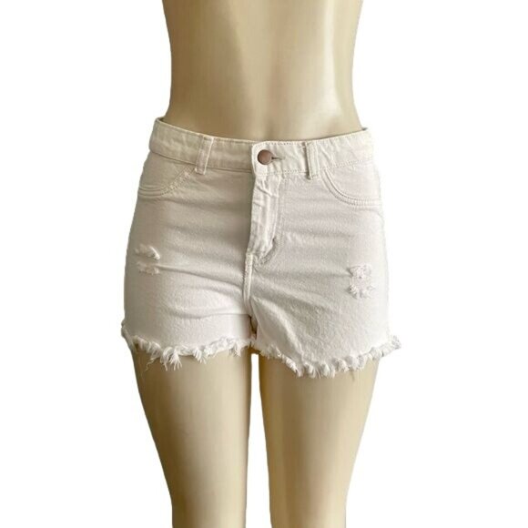 Distressed White Shorts size M Denim - Picture 1 of 6